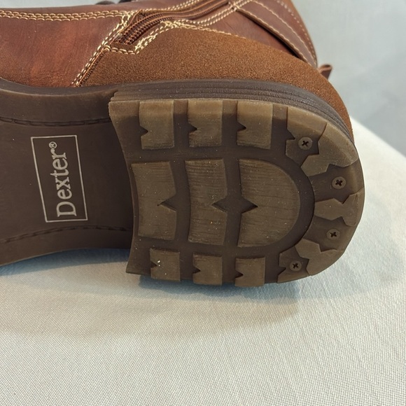 Dexter faux brown leather faux Sherpa lined ankle boots lace up & zip up Size 9 - Picture 7 of 16